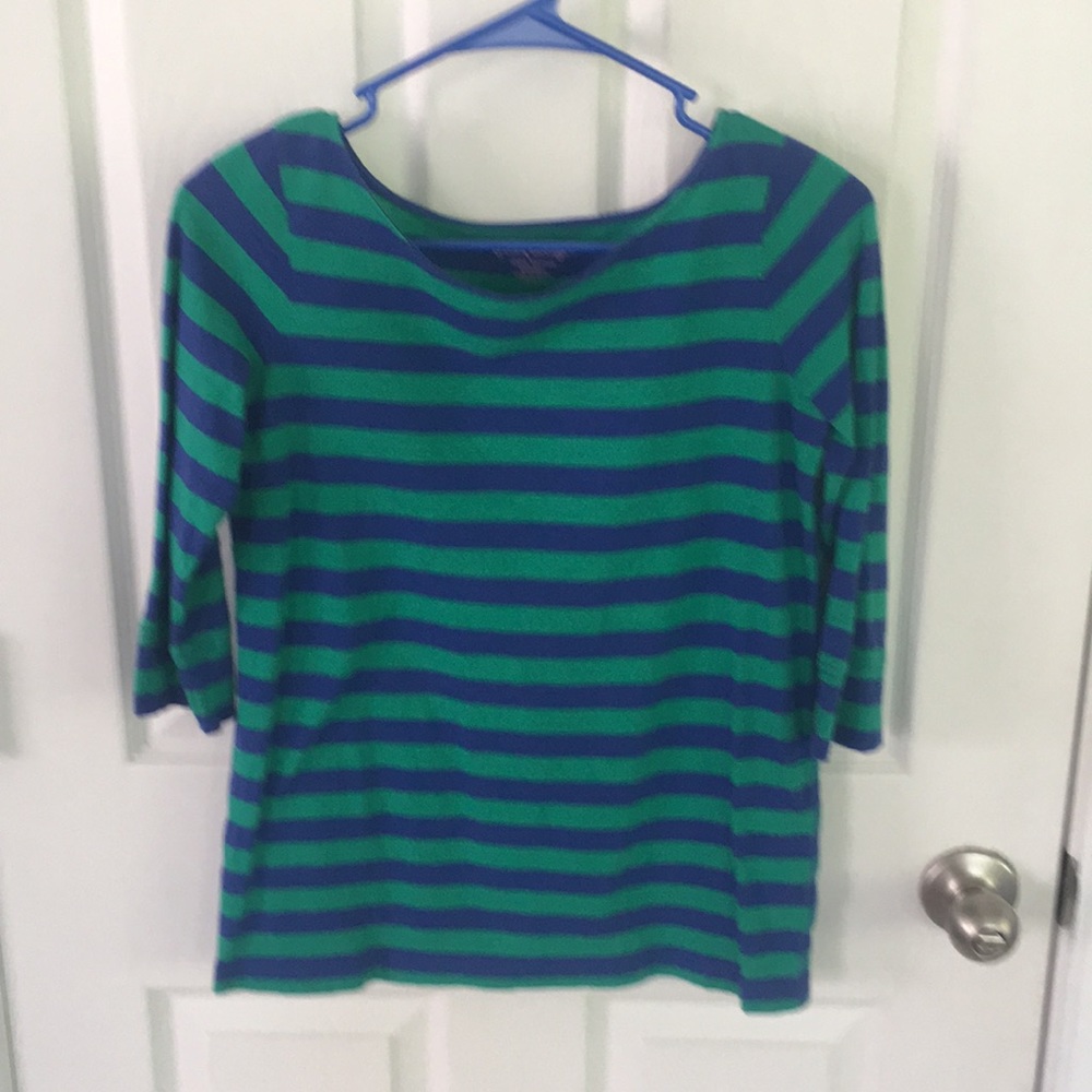 Lilly Pulitzer 3/4 sleeve cotton STRIPE top EUC